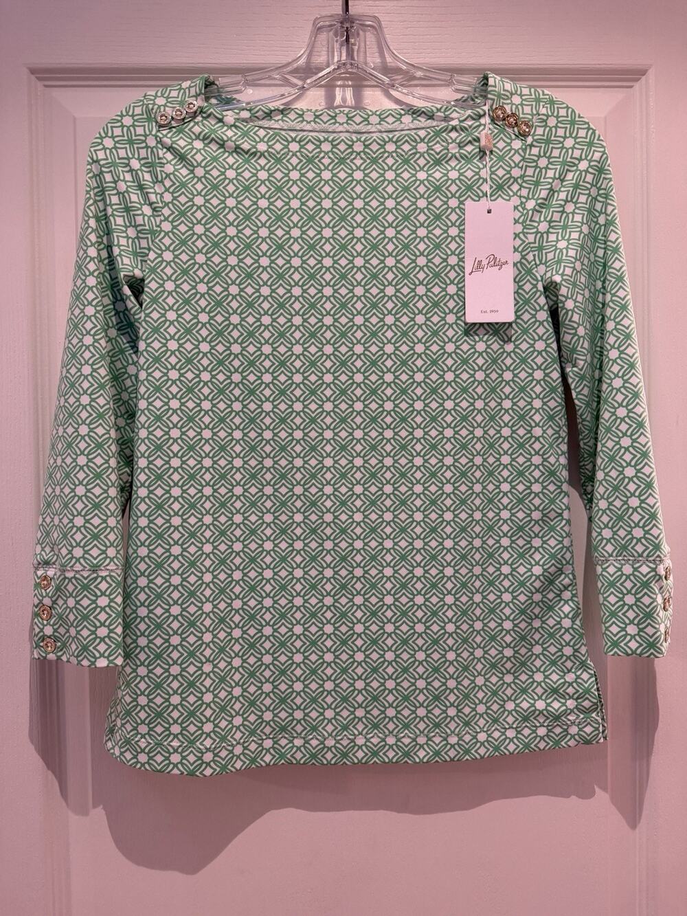 Lilly Pulitzer Callison UPF 50+ Top XXS Fauna Green Butterfly Pattern NWT